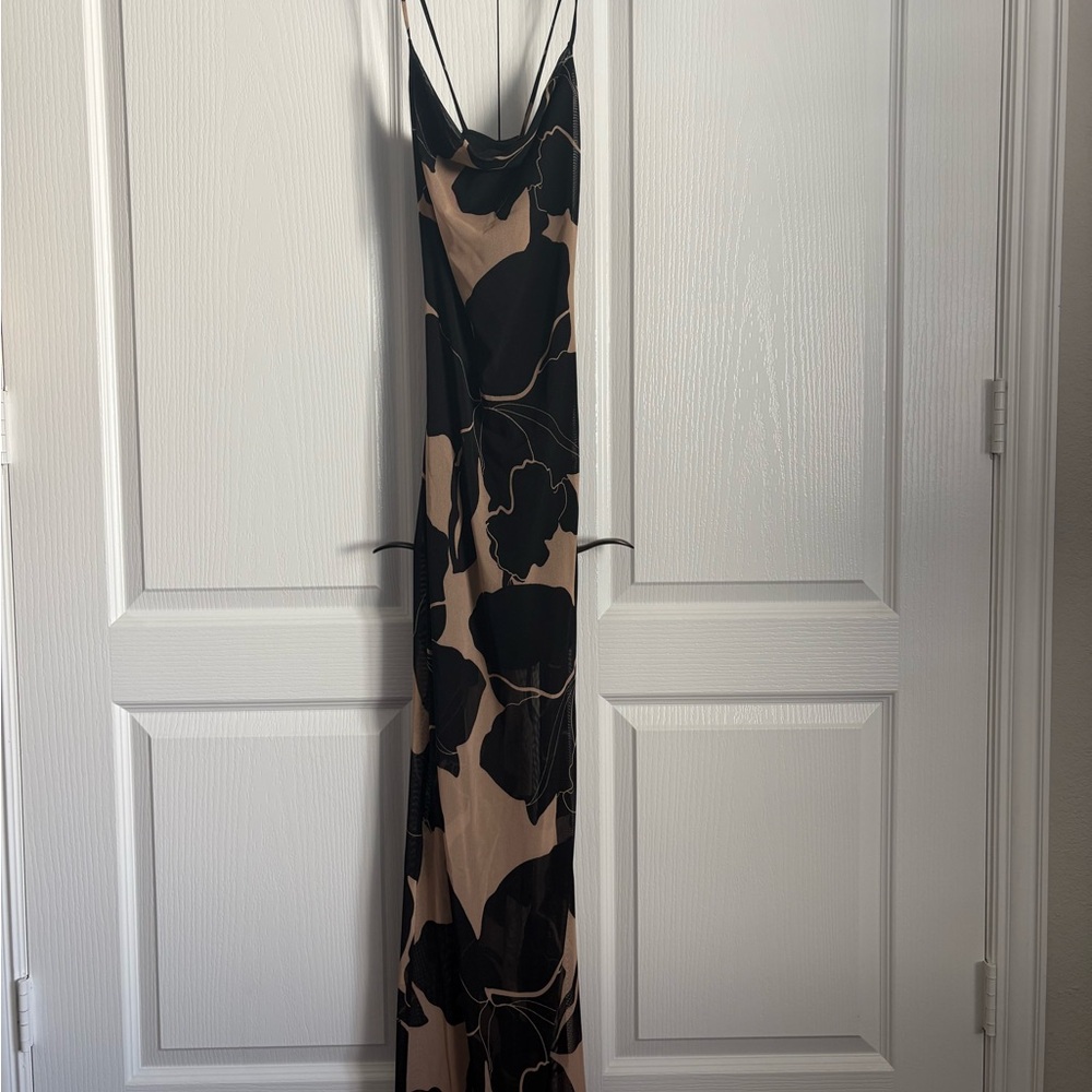 Windsor Black and Tan Floral Maxi Dress